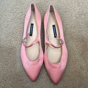 Margaux Micaela Mary Jane Flat Satin Mandarine Color